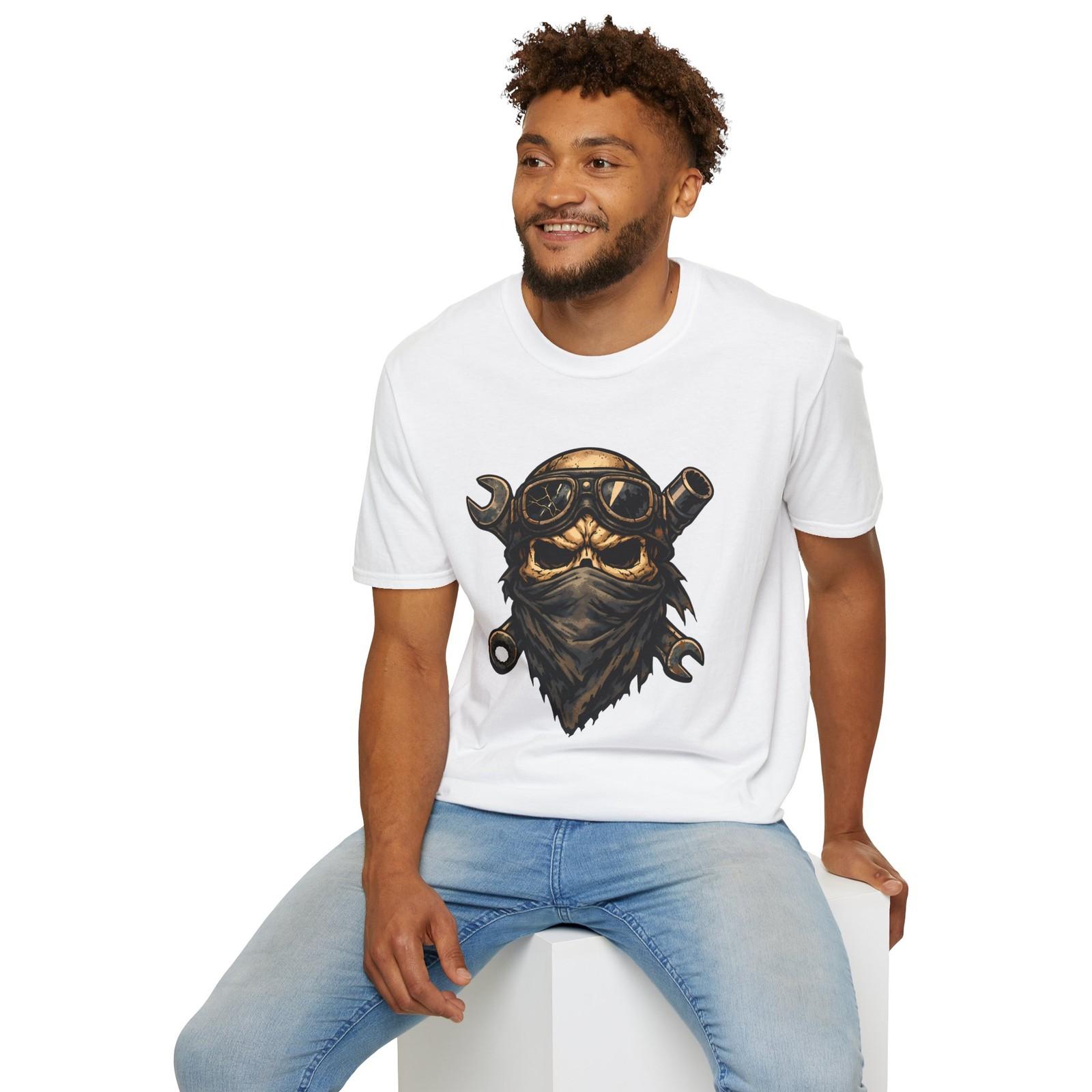 Mechanic Skull Goggles Mask Symbol Dark Fantasy Garage Unisex Softstyle T-Shirt S