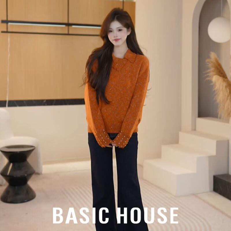Basic House Women's Beaded French Style Loose Sweater
