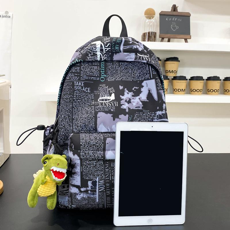 Autumn nylon backpack 2025 new Korean version fashion graffiti backpack large capacity high school student schoolbag tide
