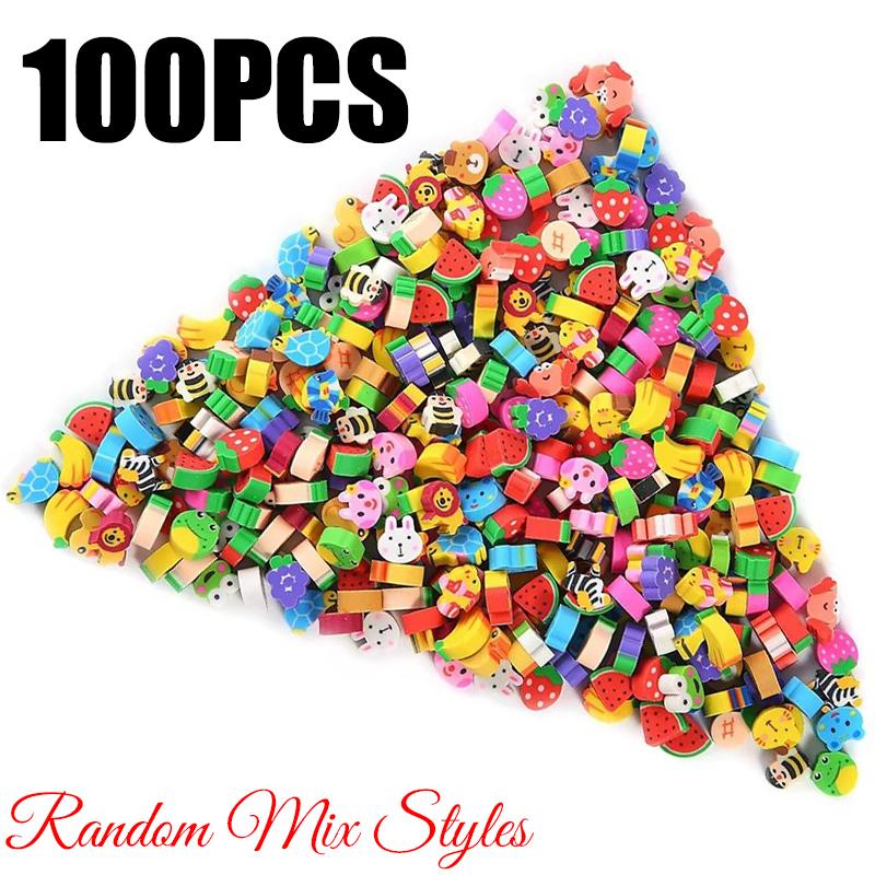 

100-300PCS Mini Eraser Cute Little Animal Fruit Cake Eraser Stationery Rewards Gift Kid Desk Pet Party Favors Carnival Gifts ZYF