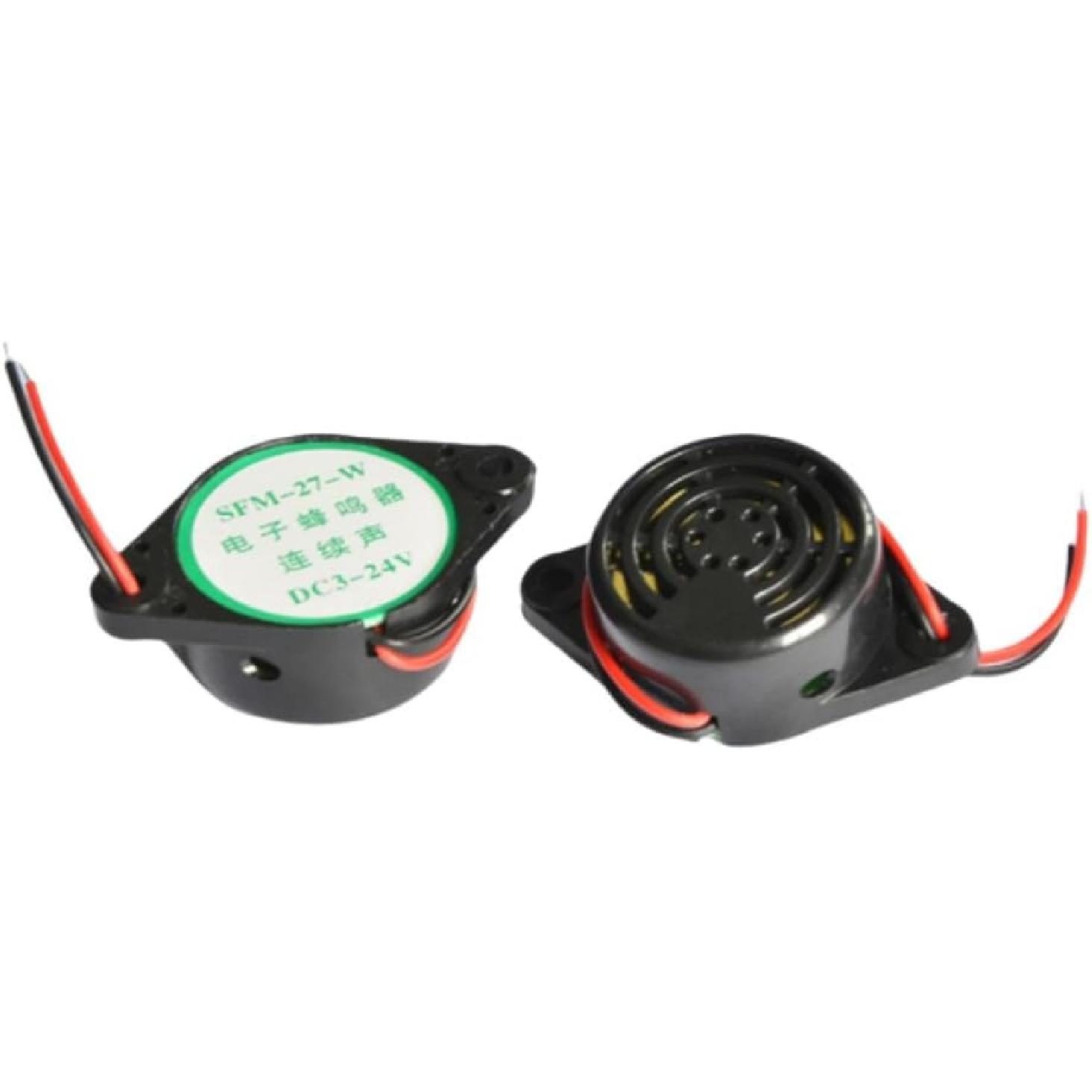 DC 3-24V 100dB Active Piezo Electronic Buzzer Beep Tone Alarm Ringer Continous Sound SFM-27-W ,Black 6Pcs