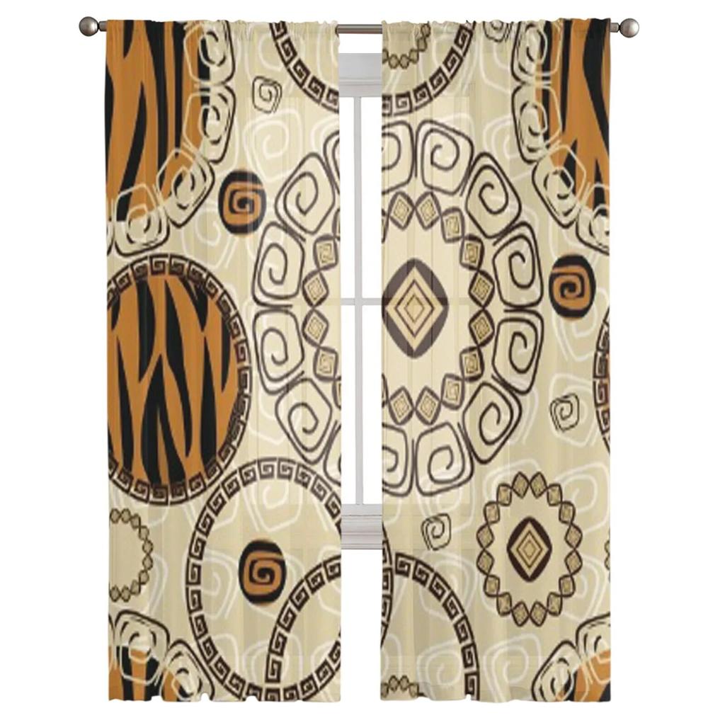 African Style With Tiger Skin Tulle Sheer Curtains for Living Room the Room Bedroom Kitchen Decoration Voile Organza Curtains