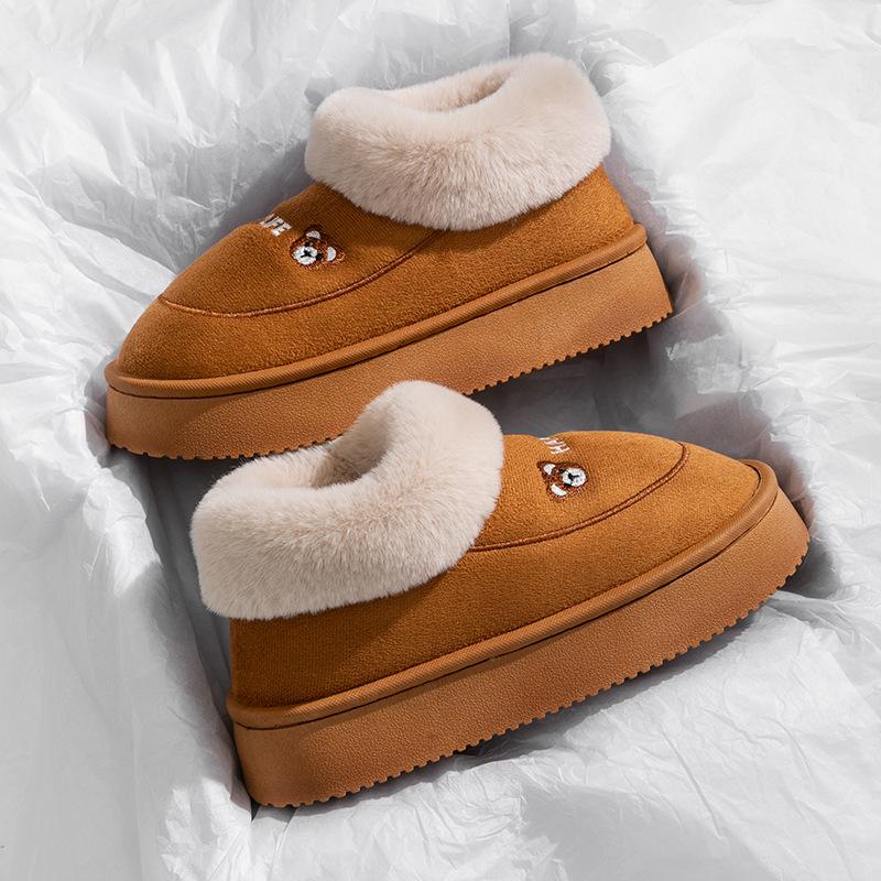 Cixi cotton slippers thick-soled confinement shoes winter plush home use indoor non-slip home warmth couple