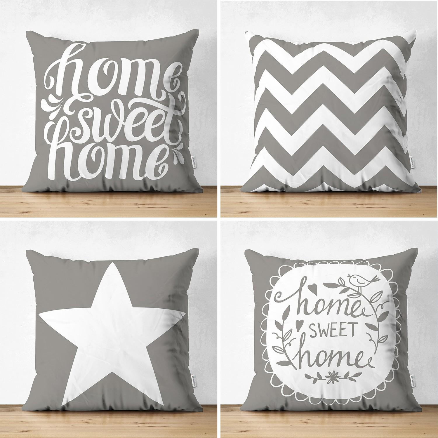 

Серый пол Home Sweet 4 Двусторонняя замшевая подушка Набор чехлов для подушек