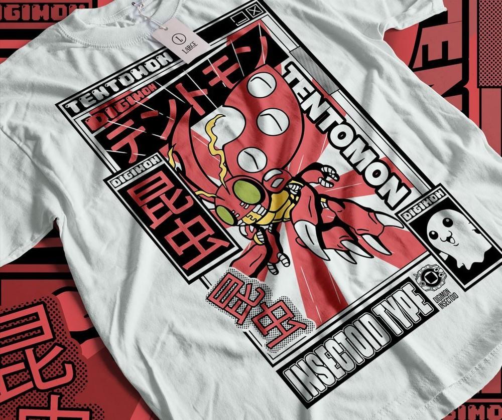 Tentomon t shirt,Digimon Adventure T-shirt Guilmon Omnimon Anime Gift Shirt Unisex T-Shirt XXL