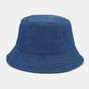 New solid color denim bucket hat women's literary and retro casual basin hat spring travel visor