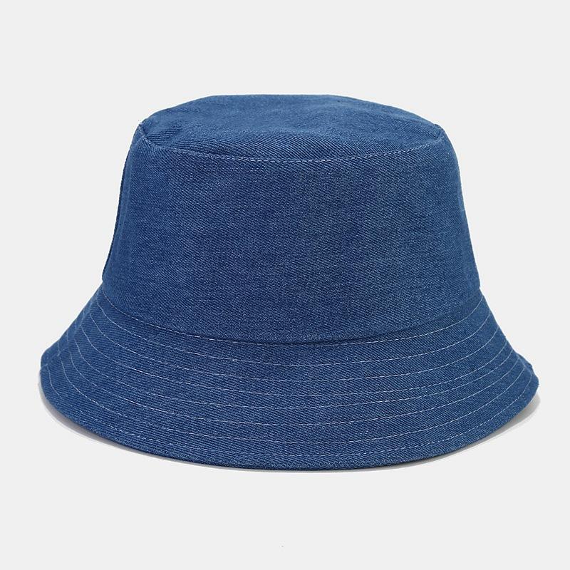 New solid color denim bucket hat women's literary and retro casual basin hat spring travel visor