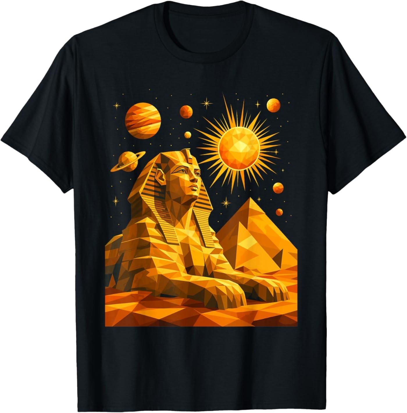 Egypt Sphinx Pyramid Ancient Egyptian Cosmic Space T-Shirt S разноцветный