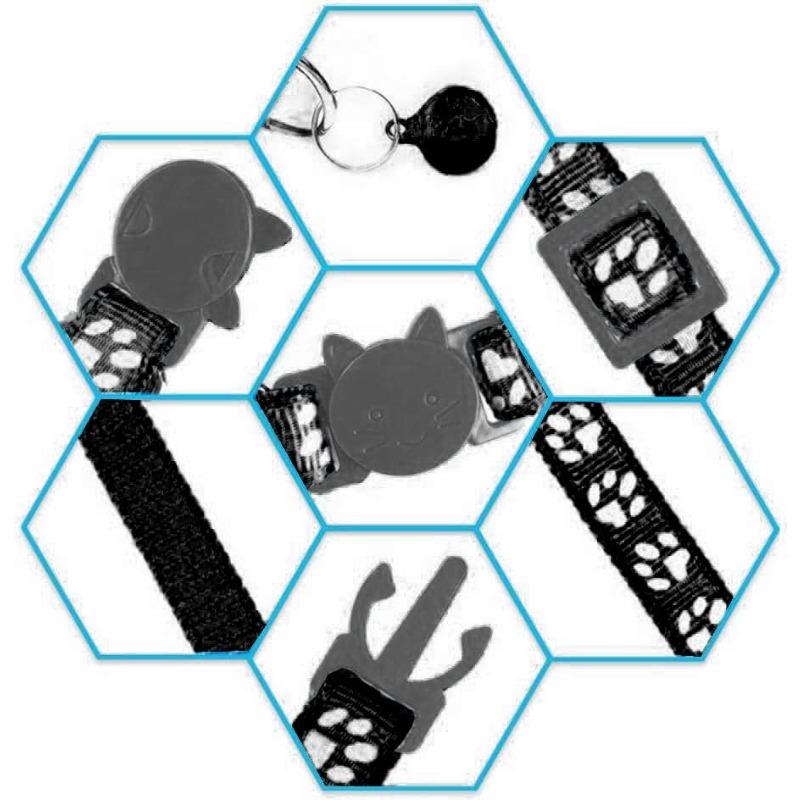 2pcs Good Looking Cat Collar, Interesting Cat Head Style, Footprint Pattern Bell Safe Release Practical Convenient Pet Supplies