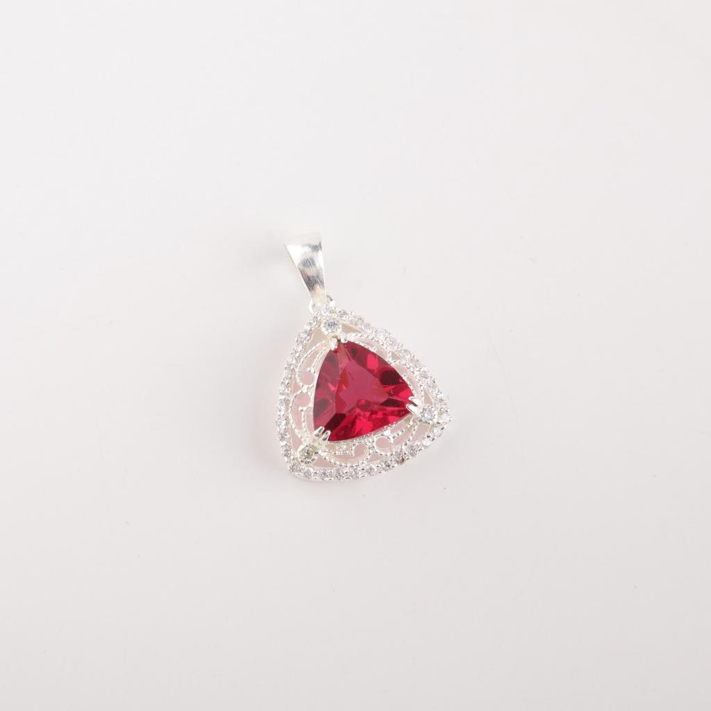 Pink Rubellite Gemstone 925 Stamped Silver Jewelry Zircon Pendant 0.99" For Gift CZP-8-14