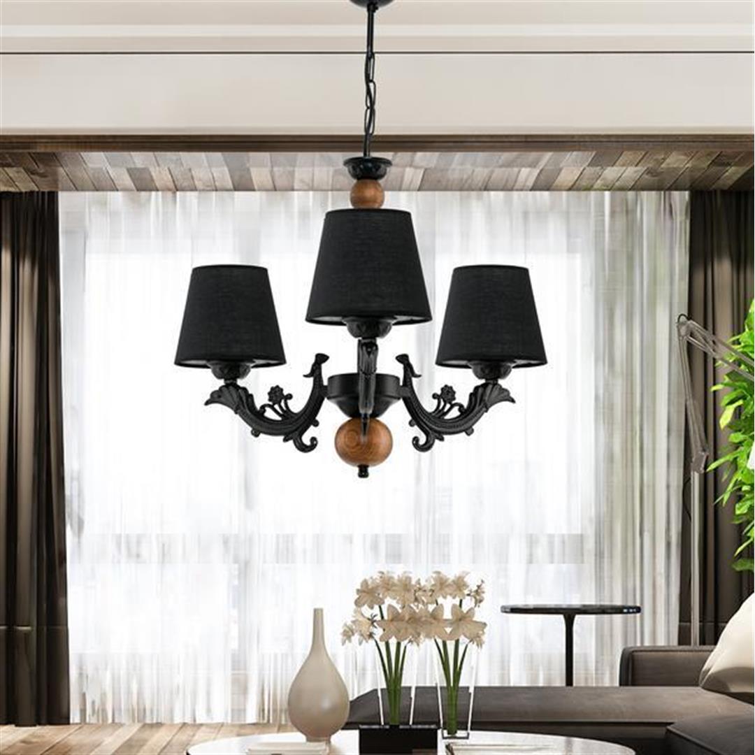 

Safir Light Sava Трехрожковая люстра Zamak со шляпой черная