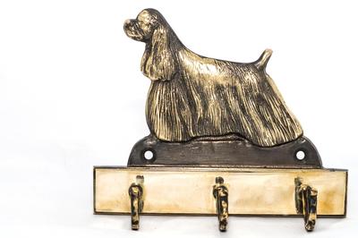 American Cocker Spaniel, Merry- Key Holder with a Dog, Brass Handle for Dog Accessories, an Elegant Decoration for the Hallway from the Brand.