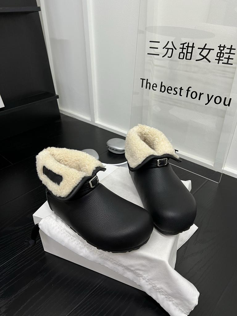 Women's Soft Elastic Flip-fold Two Wear Thick Bottom Winter Fur One Warm Cold Padded Snow Boots Non-slip Wear Casual Sports Cotton Boots