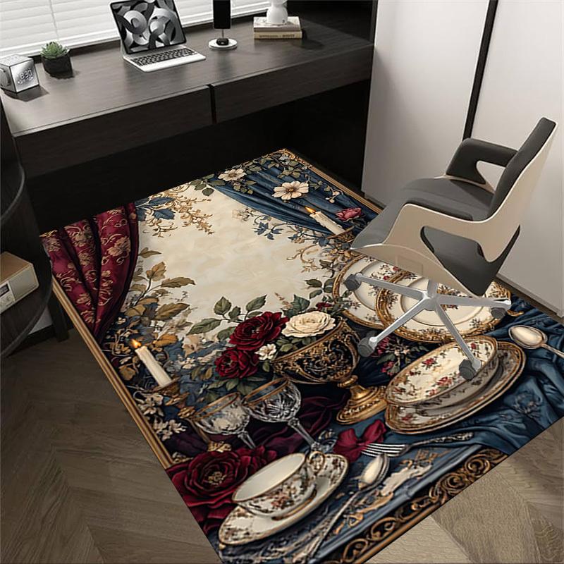 

1PC Floral pattern Dining set Non-Slip Floor Carpet Compatible for Office&Living Room&Bedroom&Dining room - Flat - Weave Machine-S0392 60cm by 90cm