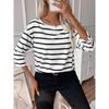 Plus Size 1XL-5XL New Woman's Tshirts Casual Long Sleeve Striped O Neck Loose Fashion Ladies Tops