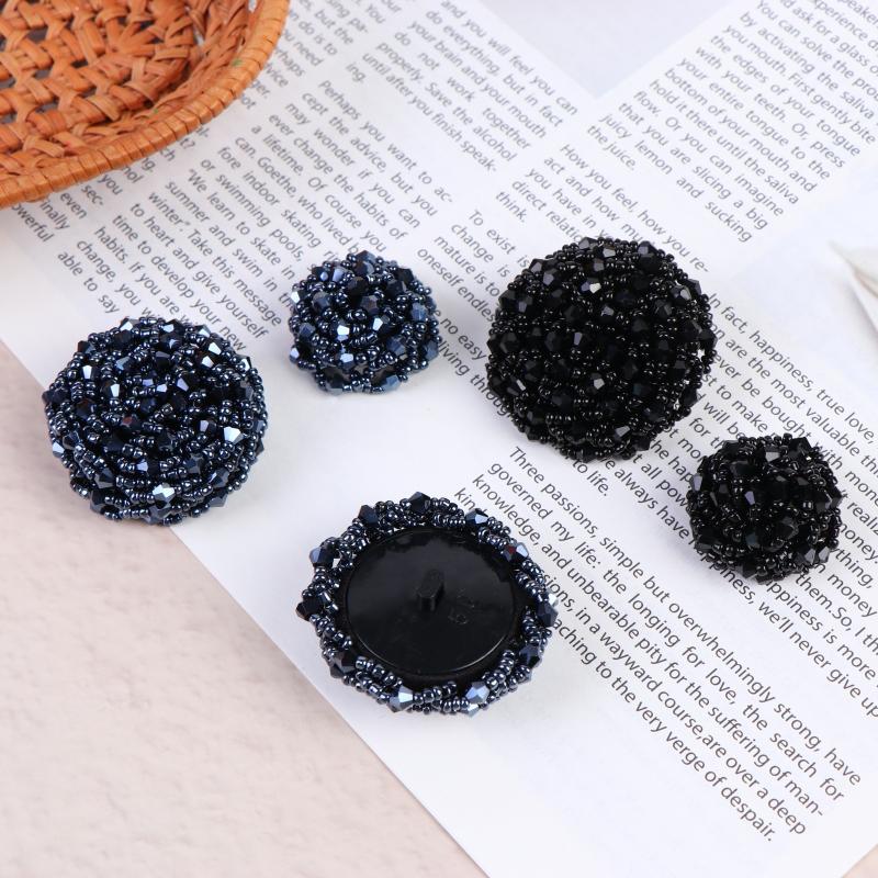 3Pcs 3cm/4.3cm High Quality Fashion Bead Button Pearl Crystal Decoration Buckle Corsage Accessories Apparel Coat Button