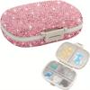 Bling Pill Organizer with 8 Compartments Portable Pill Case Crystal Diamond Small Pill Container Daily Pill Organizer Container