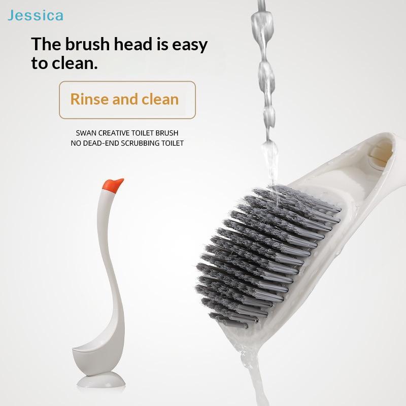 Swan-Shaped Toilet Brush With Holder - 360° No-Dead-Angle Silicone Cleaning Brush For Bathroom