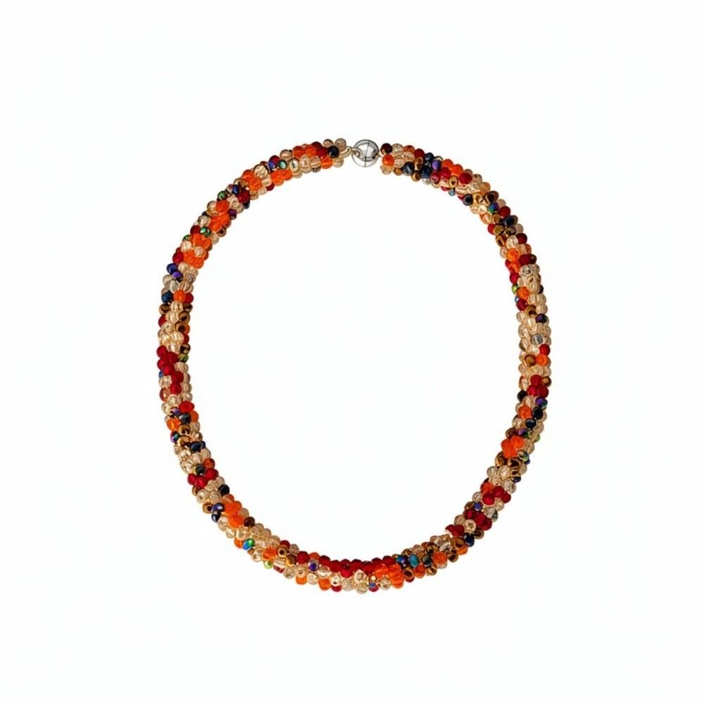 Colorful Necklace Handmade Beaded Clavicle Chain Trend Glass Beads Choker for Women