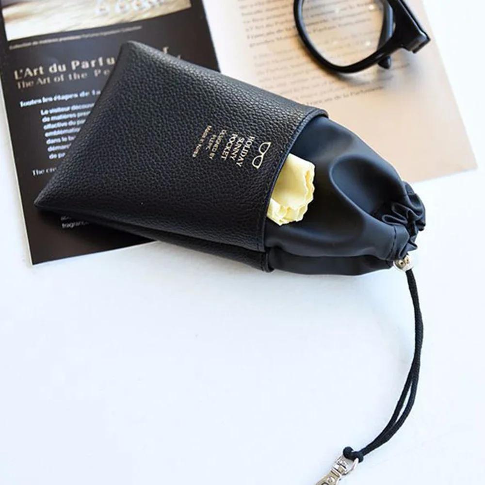 

1Pc Soft PU Leather Drawstring Glasses Pouch Sunglasses Protector Women Men Eyeglasses Protective Case Cover Eyewear Storage Bag чёрный