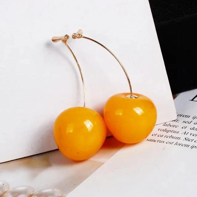 New Fashion Women's Earrings Fresh Sweet Red Cherry Fruit Shape Temperament Resin Fashion Trend Party Luxury
