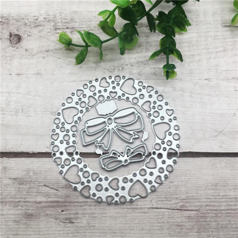 Circle Heart Bowknot Metal Cutting Dies Stencil Scrapbooking Photo Album Paper Embossing Craft DIY