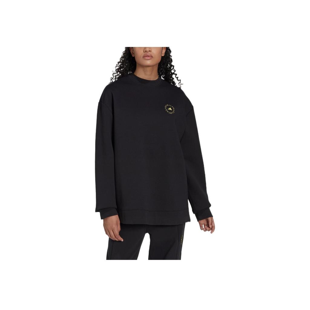 Adidas X Stella McCartney Spolupráce Logo Tištěná Žebrovaná Kulatý Výstřih Dlouhý Rukáv Dámská Mikina Černá HI6060