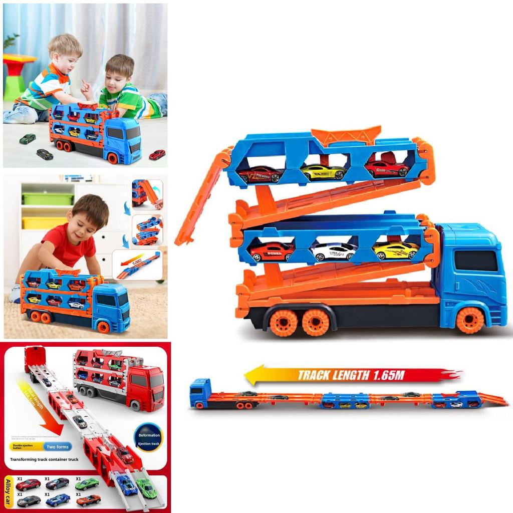 Childrens Large Track Car Set With Collapsible Metal Vehicles For Indoor Play And Development