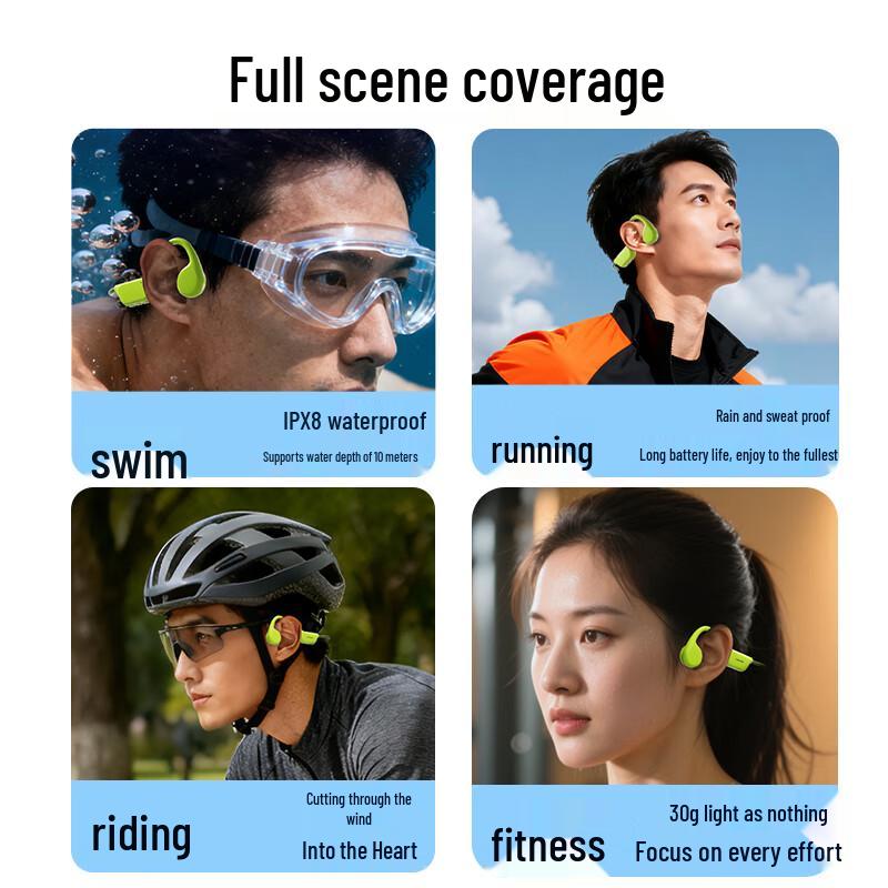YuanShi IPX8 Waterproof Bone Conduction Sports Headphones with 32GB MP3