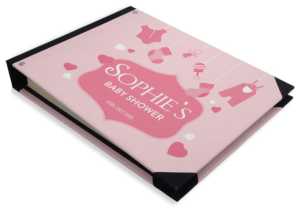 Darling Souvenir Blue Seamless Heart & Baby Objects Personalized Printed Baby Shower  Guest  Book  Scrapbook-7 x 9