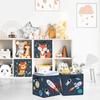 Clastyle 3 Pcs Space Kid Storage Cube Organizer Set Rocket Closet Clothes Cube Storage Bin Blue Nursery Toddler Toy Box Chest Astronaut Book Shelf