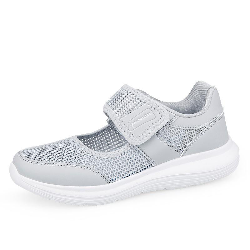 Summer hollow mesh middle-aged and elderly mother shoes old ******* cloth shoes s**t sole comfortable flat bottom women's shoes