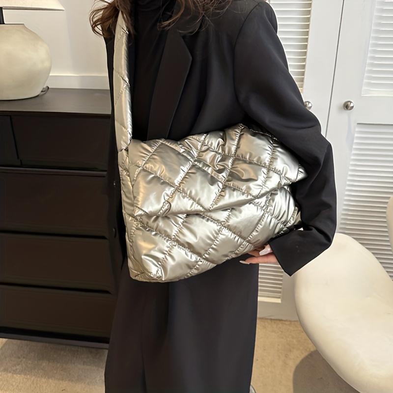 Women Space Designer Shoulder Bag Winter Down Padded Quilted Large Capacity Handbag Shopper Tote Bag