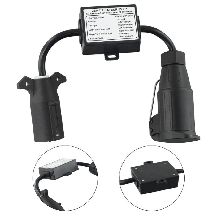 7 Pin to 13 Pin Converter Adapter for Stable Trailer Lighting System Enhanced Driving Safety Secure Brake Light Function