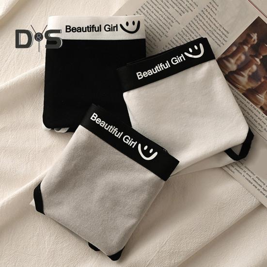 Mutandine da donna Senza cuciture a vita media Colore a contrasto con motivo a lettere Elastico Morbido e traspirante Stile giapponese Antisettico Slip da donna traspirante