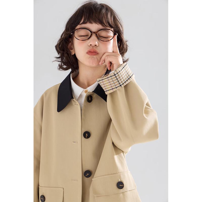 Mucmukn Girls' Plaid Patchwork Academy Style Windbreaker Jacket