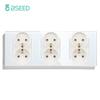 BSEED French Standard Single Wall Power Sockets Double Sockets Dual Electrical Outlets Glass Panel Children Protection 16A