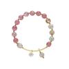 Natural Blond Crystal Bracelet, Strawberry Crystal Bracelet, Peach Blossom Design Fashion Jewelry.