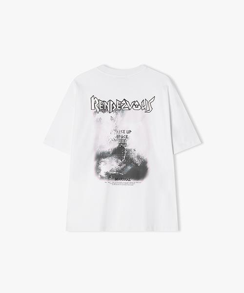 River Classy [25Ss] Llm42511 White Rendezvous Wave Artwork Half T-Shirt 95