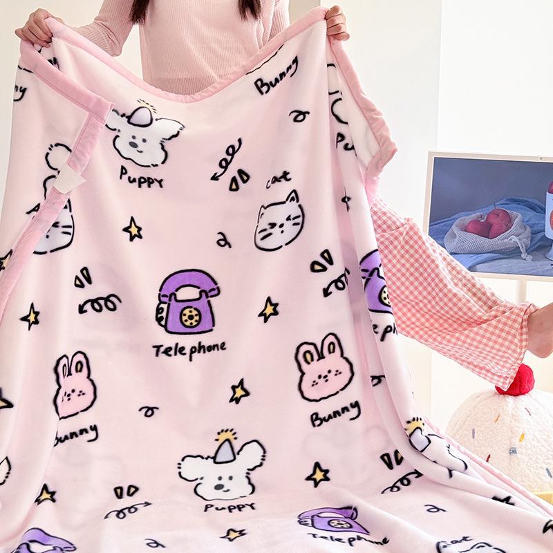 A-Class Double-Sided Printed Milk Velvet Blanket: Thickened Nap & Air Conditioning Sofa Cover