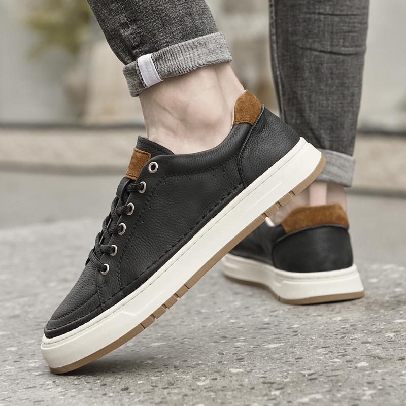 Italian Brand Men's Genuine Leather Casual Shoes Thick Soles Elevated Oxford Shoes for Men's Outdoor Hiking Travel Free Delivery