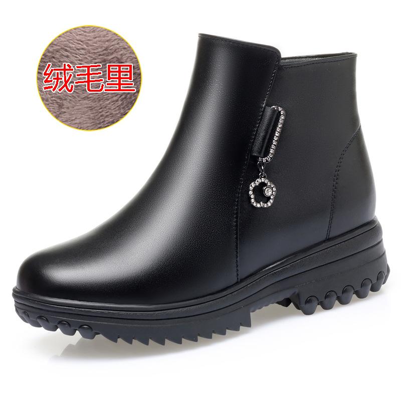Mom Shoes Winter Velvet Cotton Shoes Thickened Wool Women's Cotton Boots Women's Short Boots Flat-soled Medium and Old Non-slip Boots Large Size
