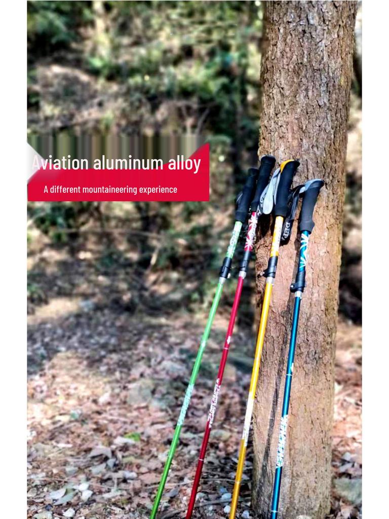 Lightweight Telescopic Aluminum Hiking and Trekking Poles - Folding Design for Outdoor Climbing and Walking