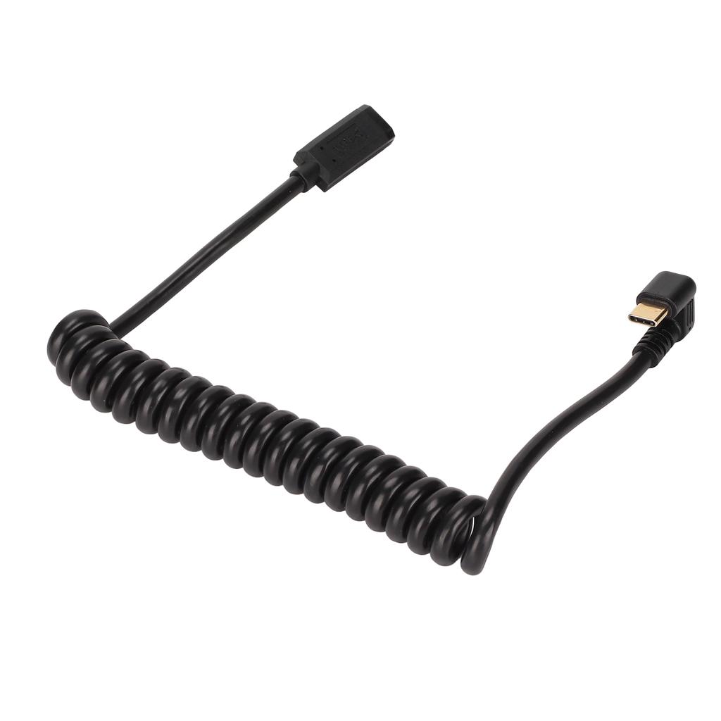 Type C Charging Data Cable Male to Female 4K 60Hz U Shaped Elbow Spring Data Extension Cord for Car Laptop PC