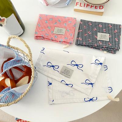 1ks Kostkovaná podložka pod talíř ve venkovském stylu s mašlí, svěží a sladká, dekorace do restaurace, originalita, bavlna, dekorativní látka, fotografické rekvizity