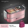 Bento Lunch Box a Doppio Strato in Acciaio Inossidabile, Contenitore Adatto al Microonde per Ufficio e Studenti