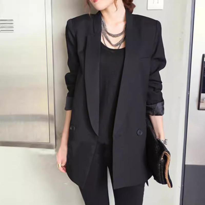 

Small Suit Women Slim Long-sleeved Jacket Large Size Small Suit 2XL чёрный
