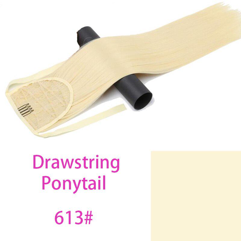Long Straight Drawstring Ponytail Heat Resistant Synthetic Natural Straight Wrap Around Clip In Ponytail Hair Extension