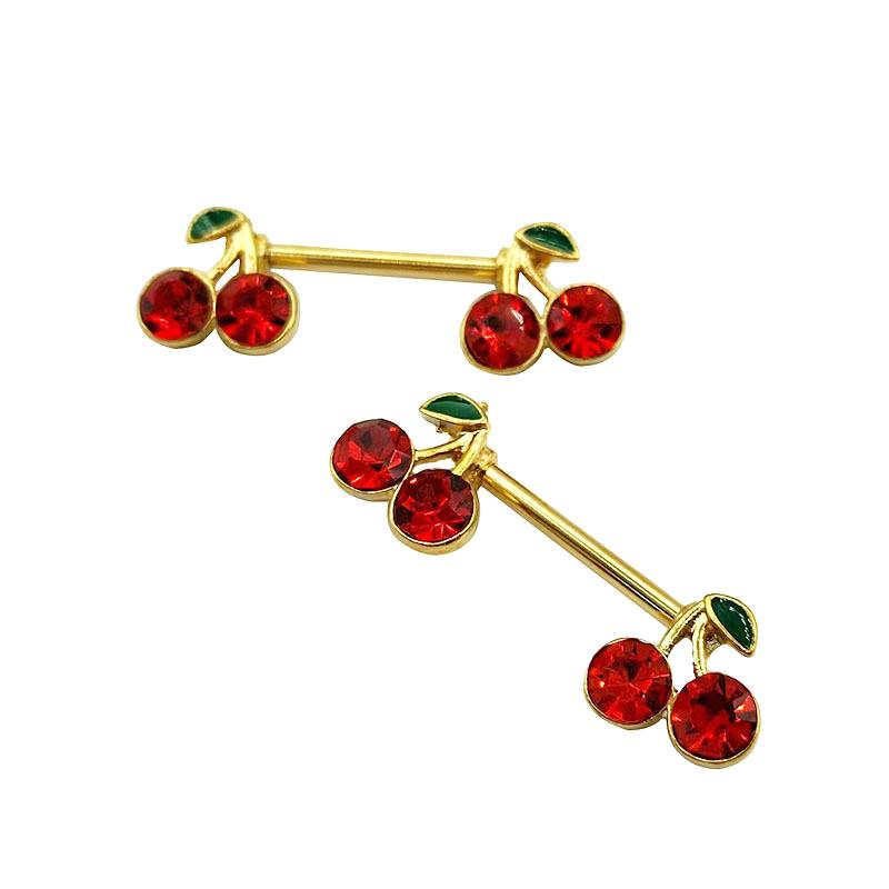 1 stk Søt Kirsebær Zirkon Brystring For Kvinner Kroppspiercing Smykker Sexy Metall Nippelring Brystpiercing Ornament