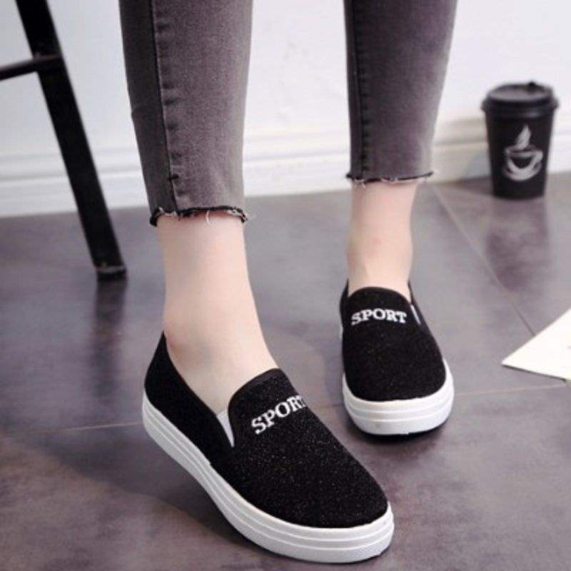 Cloth Shoes Spring Single Shoes Canvas Flat Bottom Non-slip One Pedal Lazy Board Shoes
